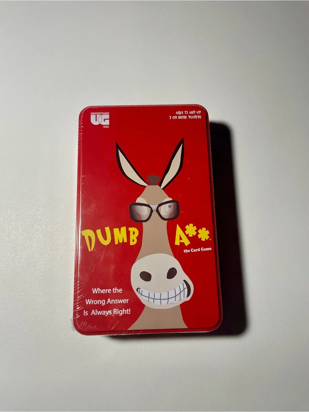 NIB Sealed Dumb A** Card Game University Games Fun Travel Tin Party Trivia Game